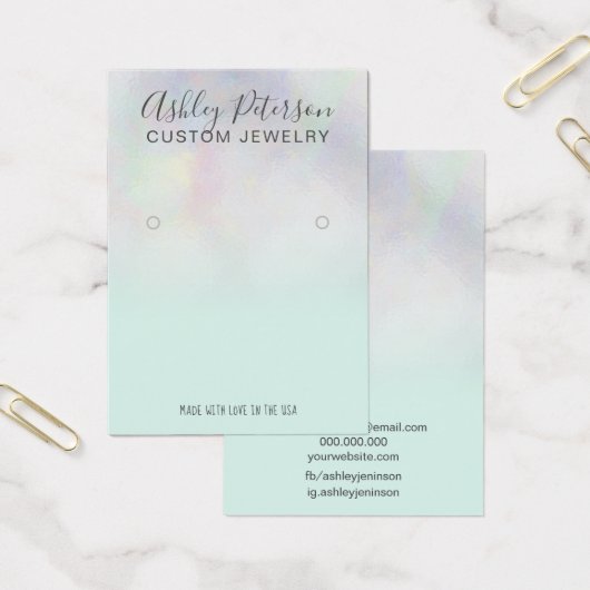 パールモダンヌカーグラデーションティール（緑がかった色）イヤリング表示 (オフィス)