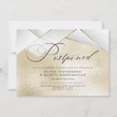 パールモダンファセットが延期された結婚金ゴールド 招待状 (正面)