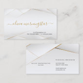 パールモダンホワイトおよび金ゴールド幾何学模様 名刺 (正面/裏面)