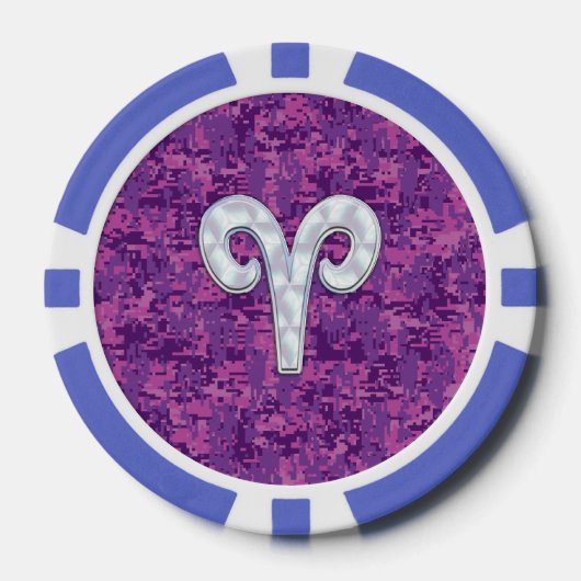 パールライクアリー〔占星術の〕十二宮図シンボルデジタルカモフラージュ ポーカーチップ (正面)