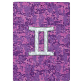 パールライクジェミニ〔占星術の〕十二宮図サインオンデジタル迷彩柄 クリップボード (裏面)