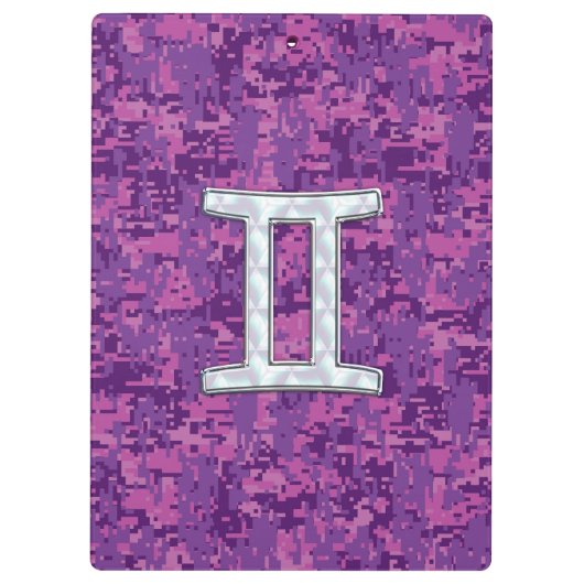 パールライクジェミニ〔占星術の〕十二宮図サインオンデジタル迷彩柄 クリップボード (裏面)