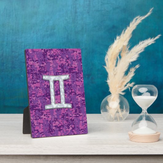 パールライクジェミニ〔占星術の〕十二宮図サインオンデジタル迷彩柄 フォトプラーク (側面)