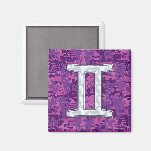 パールライクジェミニ〔占星術の〕十二宮図シンボルデジタルカモフラージュ マグネット (正面/裏面)