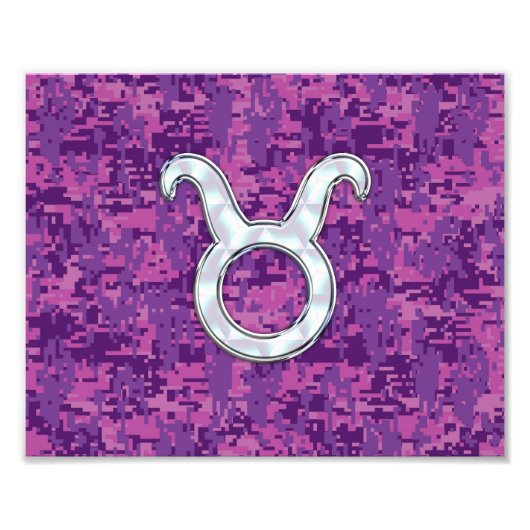 パールライスタウルス〔占星術の〕十二宮図サインオンピンクデジタル迷彩柄 フォトプリント            (正面)