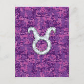 パールライスタウルス〔占星術の〕十二宮図サインオンピンクデジタル迷彩柄 ポストカード (正面)