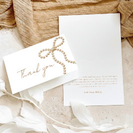 パールリボン シース・タイイング・ザ・ノット おしゃれなブライダルシャワーのお礼カード サンキューカード