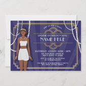 パールリンジェリーシャワーティーズ金ゴールドネイビー招待状 招待状 (正面)