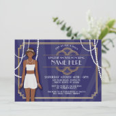 パールリンジェリーシャワーティーズ金ゴールドネイビー招待状 招待状 (スタンド正面)