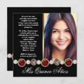 パールルビーレッドブラック金ゴールド写真キンセアニェラ 招待状 (正面/裏面)