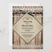 パールレースバ素朴ンウッドブラックストリングライト 招待状 (正面)