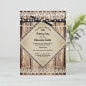 パールレースバ素朴ンウッドブラックストリングライト 招待状 (スタンド正面)