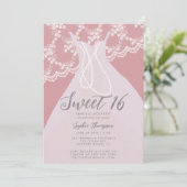 パールレースピンクプリンセスドレススウィート16パーティー 招待状 (スタンド正面)