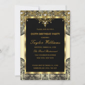 パールレース金ゴールドクリームグラマールバースデーパーティー 招待状 (正面)
