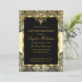 パールレース金ゴールドクリームグラマールバースデーパーティー 招待状 (スタンド正面)