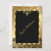 パールレース金ゴールドヴィンテージグラマールバースデーパーティー 招待状 (裏面)