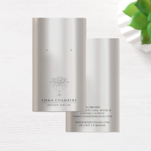 パールロータスフラワーイヤリングジュエリーディスプレイカード (デスク)