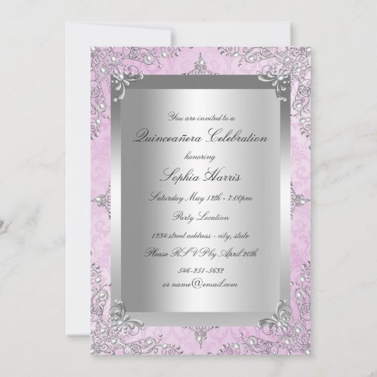 パールヴィンテージグラモールピンクキンセアニェラ 招待状 (裏面)