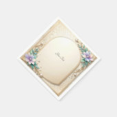 パール付きの装飾的な花枠 スタンダードカクテルナプキン (角)