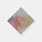 パール付きホワイトレースピンクの花 スタンダードカクテルナプキン (角)