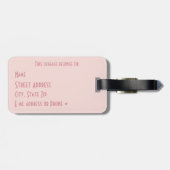 パール入りピンクのヒョウモノグラムのプリント ラゲッジタグ (裏面横)