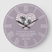 パール写真ハート30結婚周年カスタム記念 ラージ壁時計 (正面)