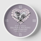 パール写真ハート30結婚周年カスタム記念 ラージ壁時計 (正面)