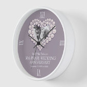 パール写真ハート30結婚周年カスタム記念 ラージ壁時計 (傾斜)