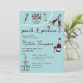 パール及びプロセッコパーソナライズされたブライダルシャワー 招待状 (スタンド正面)