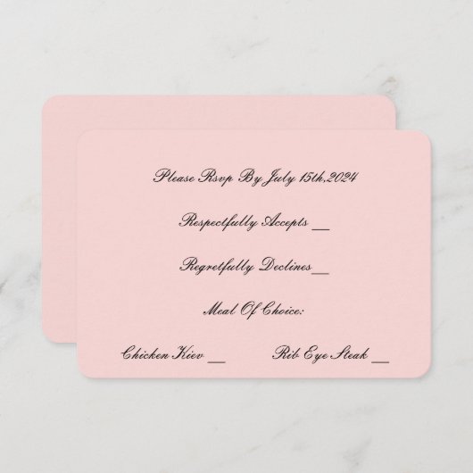 パール及びプロセッコピンクRSVPカード (正面/裏面)