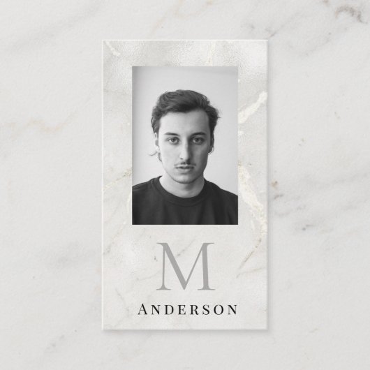 パール大理石男らし写真qrcode 名刺 (正面)