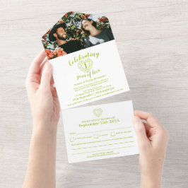 パール婚記念日1周年フォト　出欠連絡 オールインワン招待状