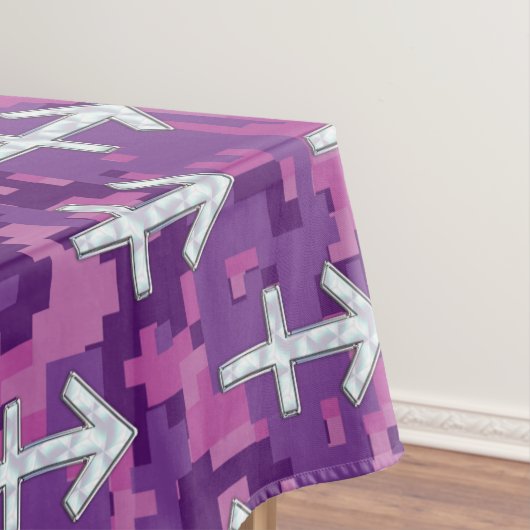 パール射手座〔占星術の〕十二宮図標識明るい赤紫色デジタル迷彩柄 テーブルクロス (インサイチュ)