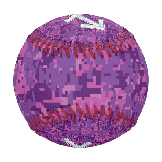 パール射手座〔占星術の〕十二宮図標識明るい赤紫色デジタル迷彩柄 野球ボール (裏面)