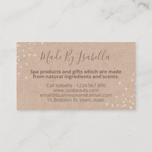 パール手作りスパ浴浸せっけん体バター 名刺 (裏面)