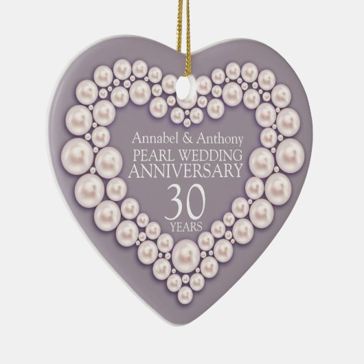 パール結婚周年記念30thハートオーナメント セラミックオーナメント (右)