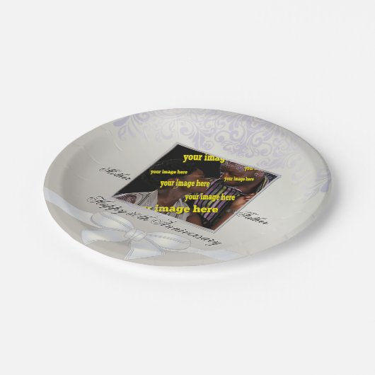 パール結婚周年記念30thホワイトディスポーザブル ペーパープレート (アングル)