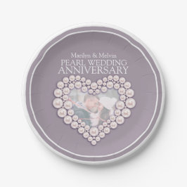パール結婚記念写真ハート紙プレート ペーパープレート