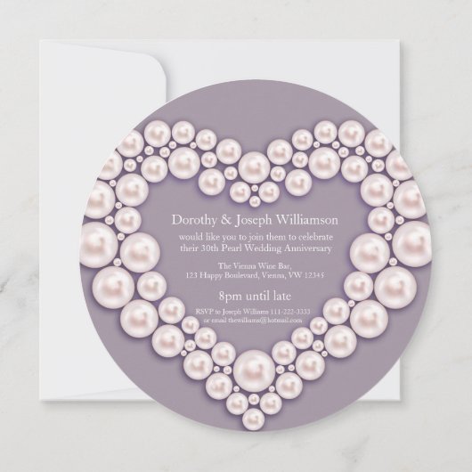 パール結婚記念日30周年パーティーの招待状 招待状 (裏面)