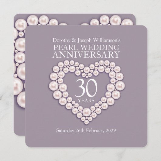 パール結婚30周年パーティーの招待状 招待状 (正面/裏面)