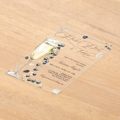 パール花びらとプロセッコブライダルシャワー アクリル招待状 (レイダウン)