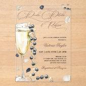 パール花びらとプロセッコブライダルシャワー アクリル招待状 (正面)