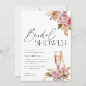 パール花びら&プロセッコフローラブライダルシャワー 招待状 (正面)
