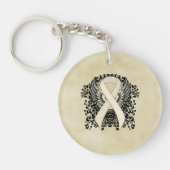 パール認識度リボンと翼 キーホルダー (正面)