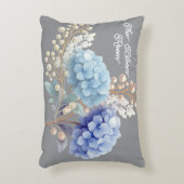 パール赤面パウダーブルーアジサイの水彩 アクセントクッション (正面(垂直))