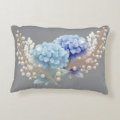 パール赤面パウダーブルーアジサイの水彩 アクセントクッション (裏面)