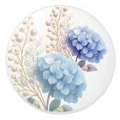 パール赤面パウダーブルーアジサイの水彩 セラミックノブ (正面)