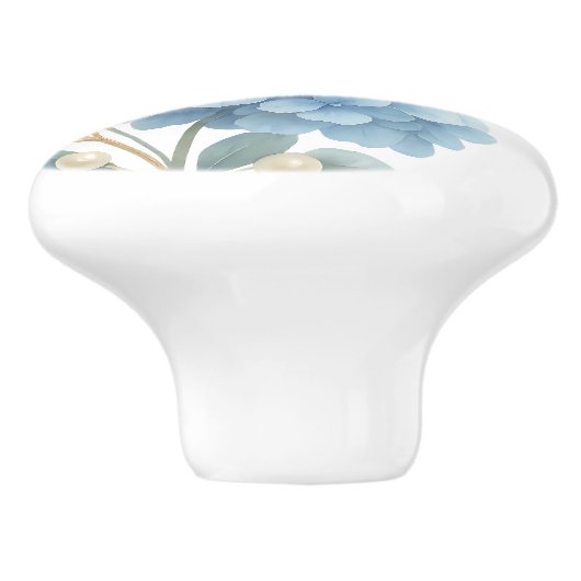 パール赤面パウダーブルーアジサイの水彩 セラミックノブ (側面)