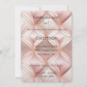 パール赤面ピンクローズ金ゴールドグラムサークル誕生日 招待状 (正面)