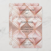 パール赤面ピンクローズ金ゴールドグラムサークル誕生日 招待状 (正面/裏面)